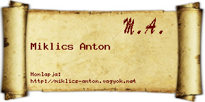 Miklics Anton névjegykártya