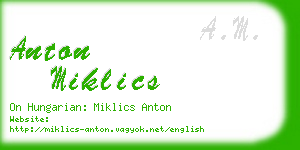 anton miklics business card